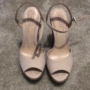 Schutz beige wedges. 5 inch heel